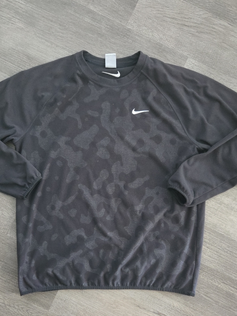 Nike Men’s Black Crewneck with Subtle Tonal Pattern